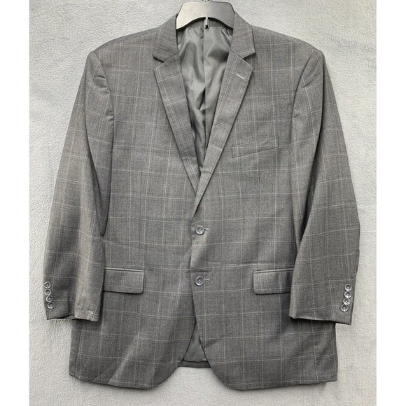 BOCACCIO UOMO Sports Coat 46R Solid Gray Formal Cross Hatch Blazer Suit Jacket - Picture 2 of 16